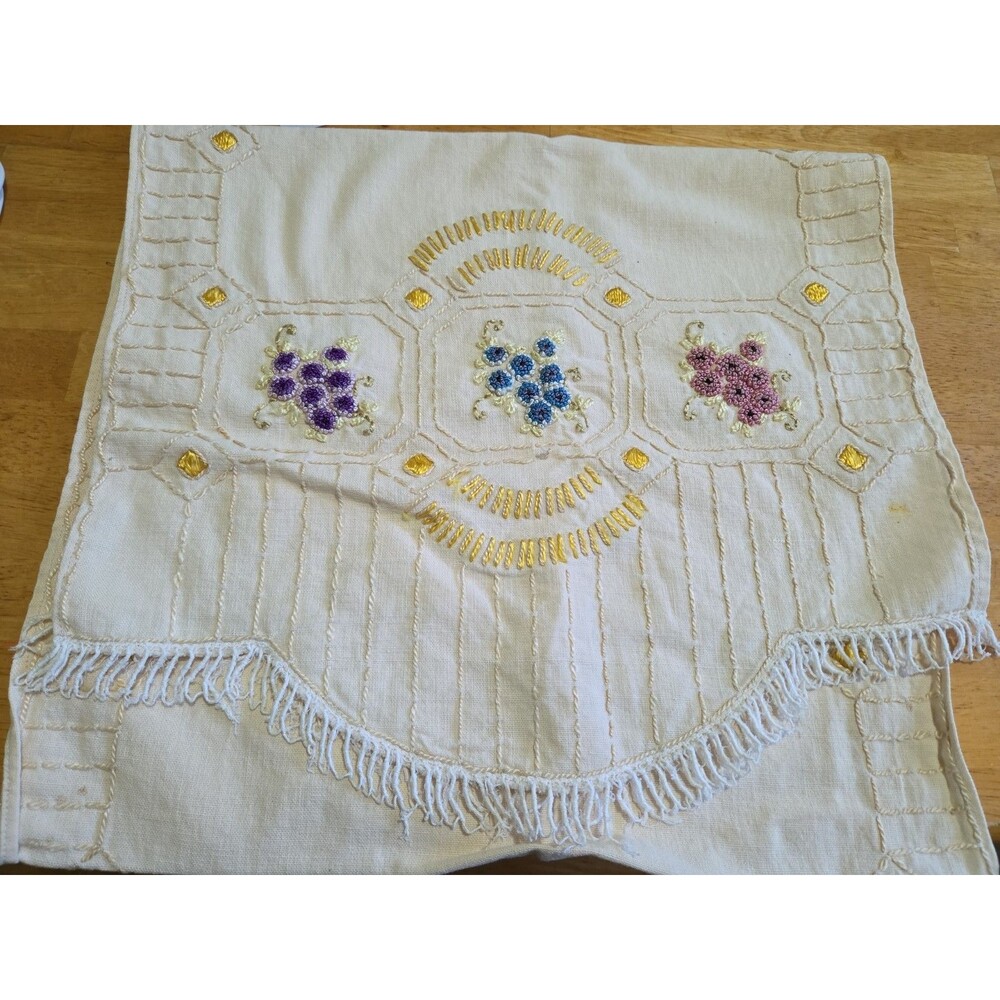 Vintage Emrodrodiery Table Runner 54" L by 16" Wide